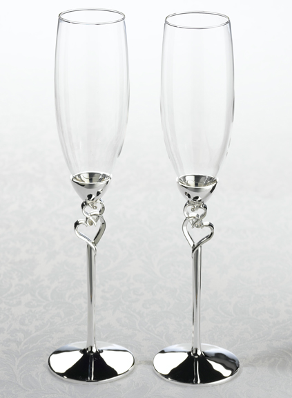 Silver Heart Toasting Glasses