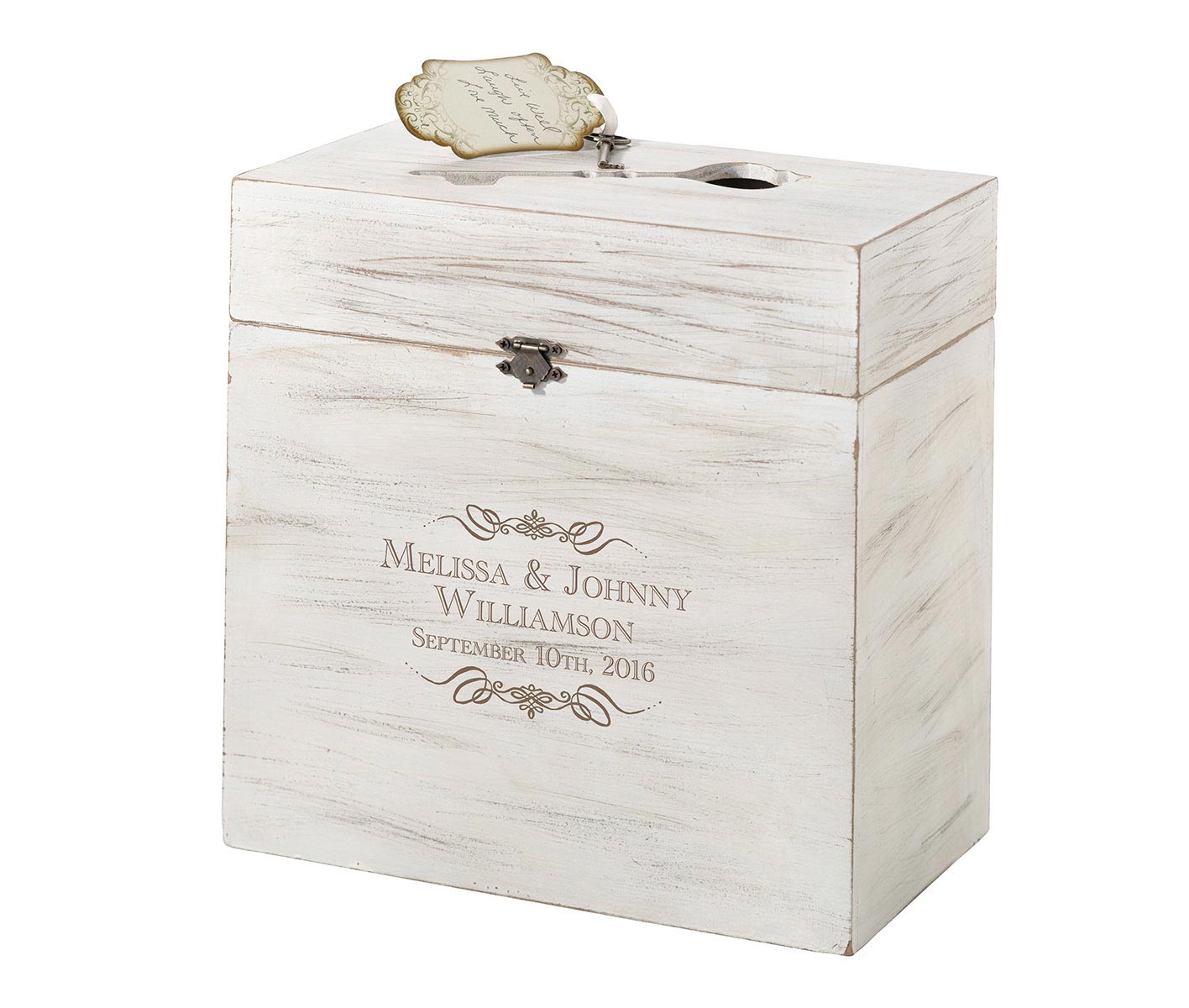 Personalized Wooden Key Card Box -Scroll