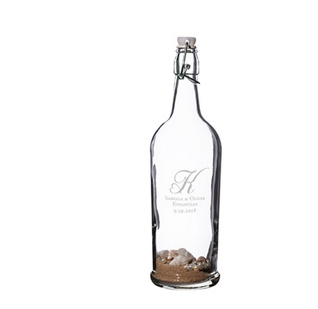 Personalized Message in a Bottle with Sand and Shells