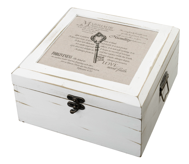 Antique White Card Box -Christian