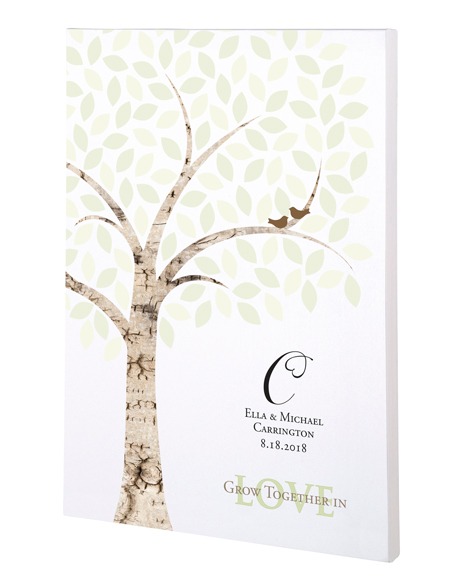 Personalized Wedding Signing Tree Canvas - Heart Monogram