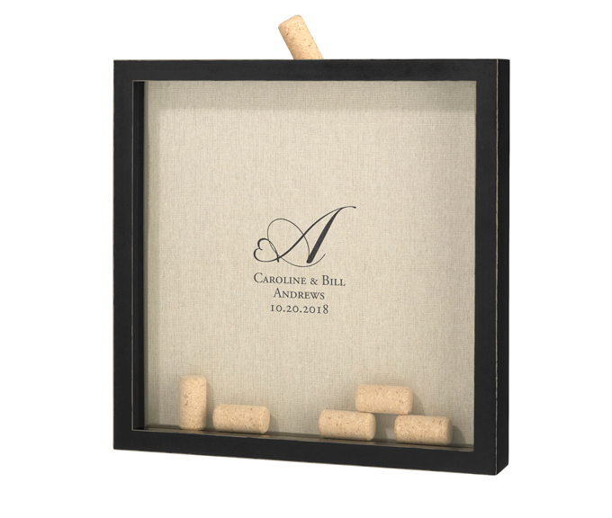 Wine Cork Holder Frame Heart Monogram Personalization