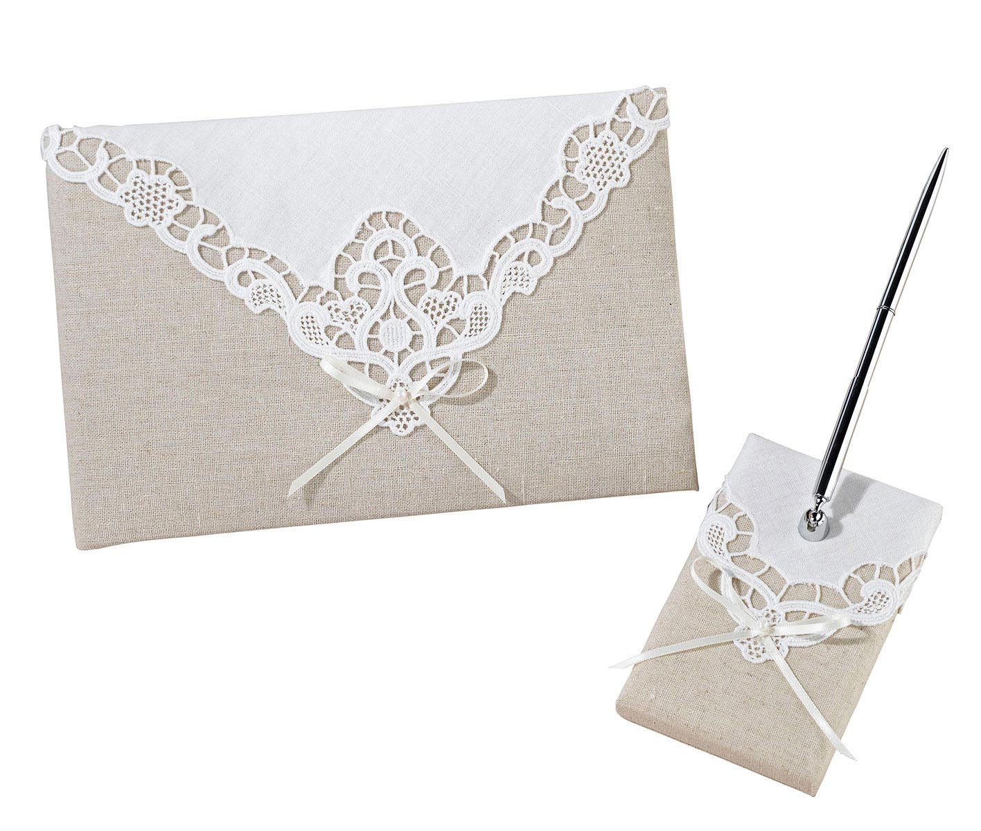 Country Lace Guest Book & Pen Set