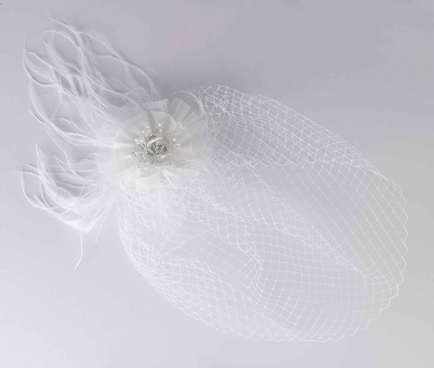 White Veil with Feather