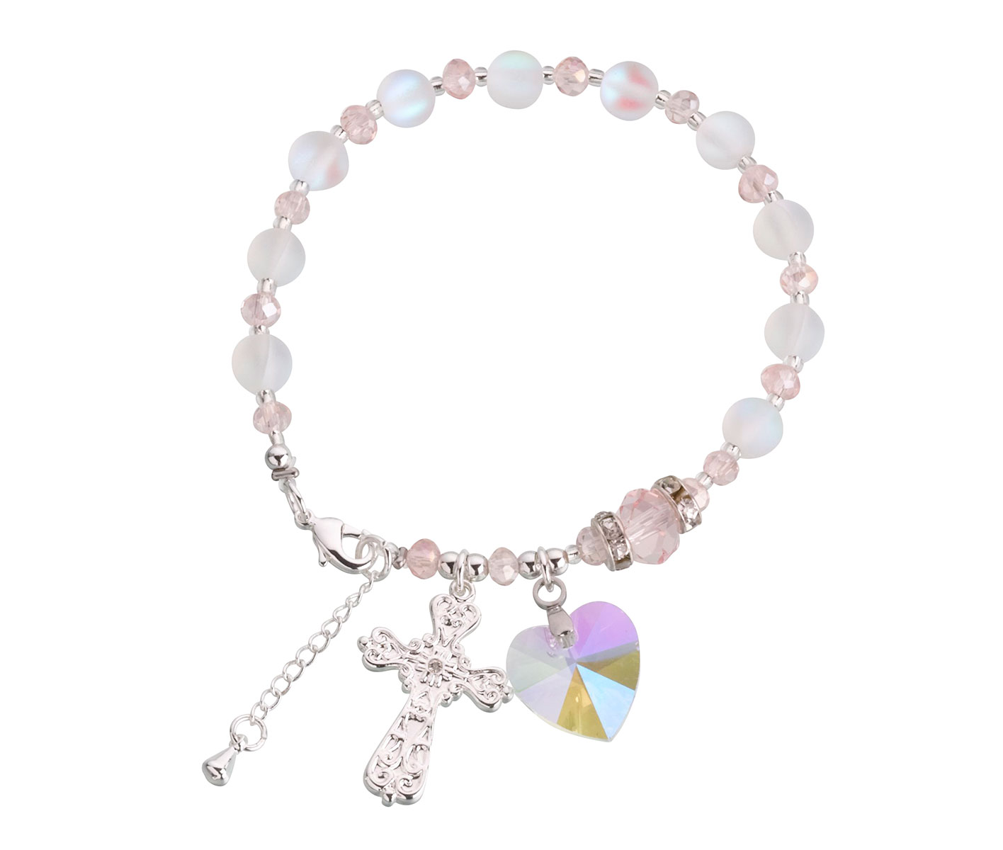 Pink & Silver Rosary Bracelet