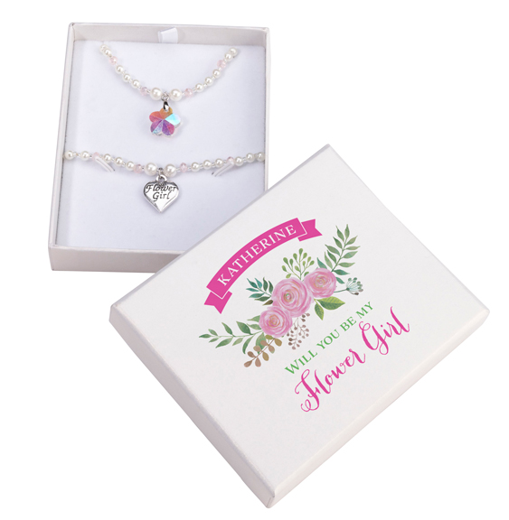 Flower Girl Necklace and Bracelet Set