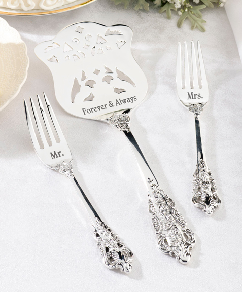Silver Server & Fork Set-Mr. & Mrs