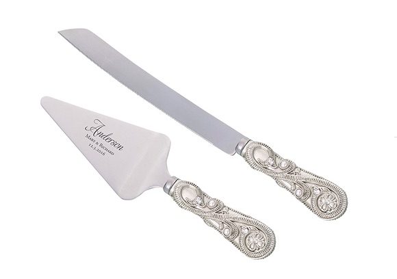 Personalized Jeweled Knife & Server Set