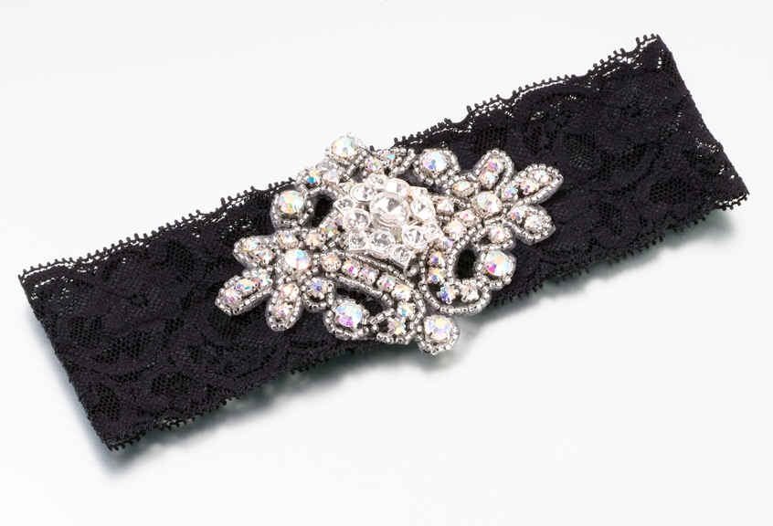 Jeweled Black Garter