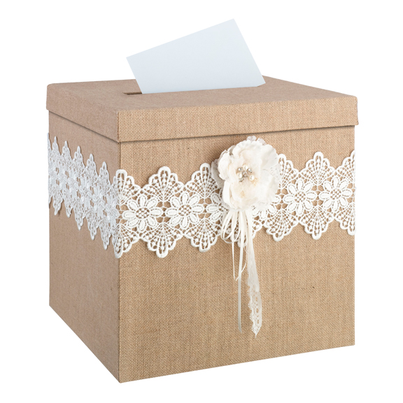 Burlap and Lace Card Box