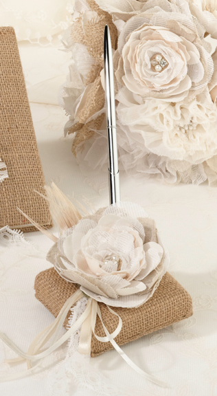 Burlap & Lace Pen Set