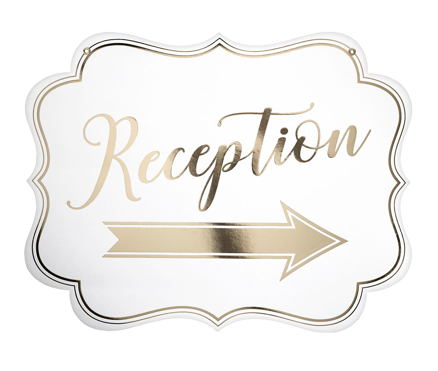 White & Gold Arrow Reception Sign