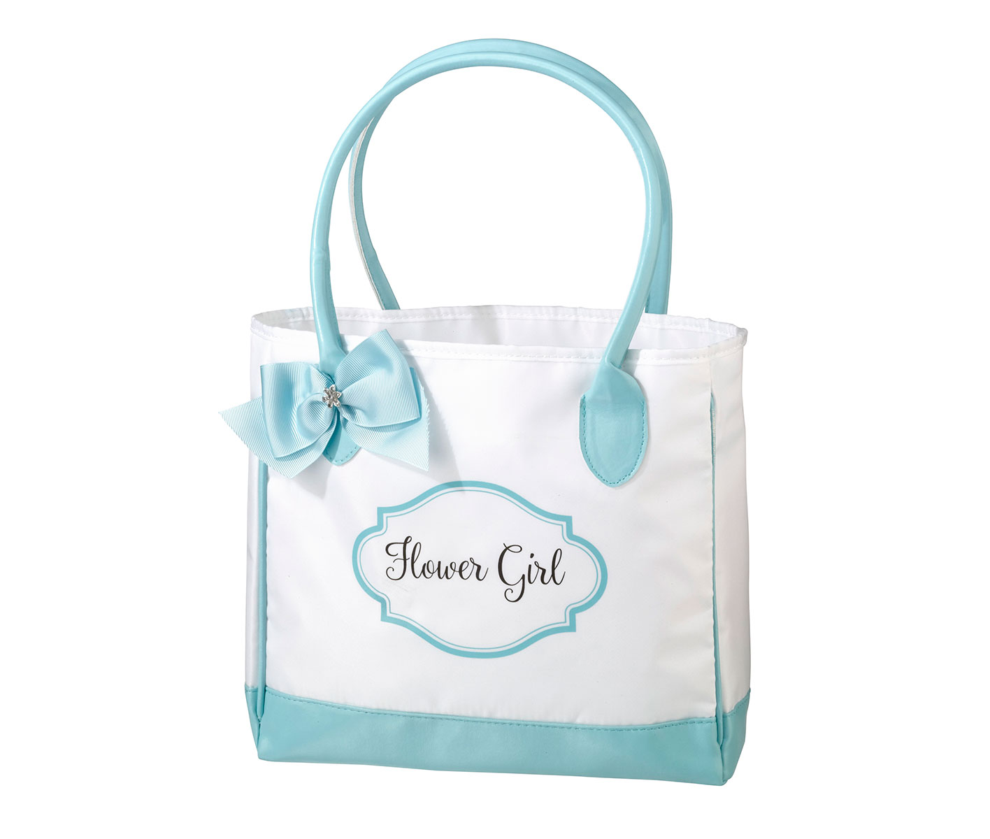 Aqua & White Flower Girl Tote Bag