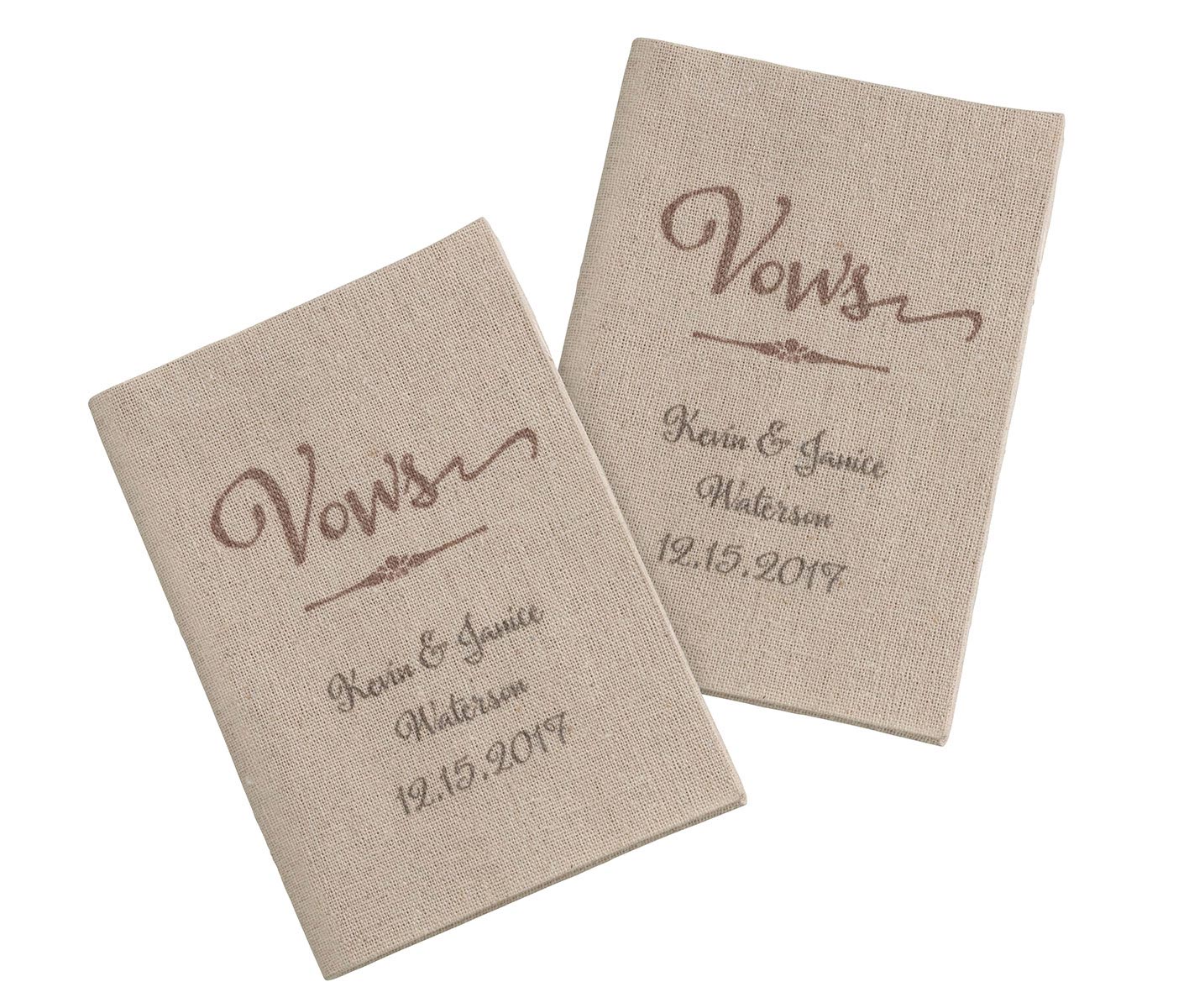 Set of 2 Tan Vows Books Personalized