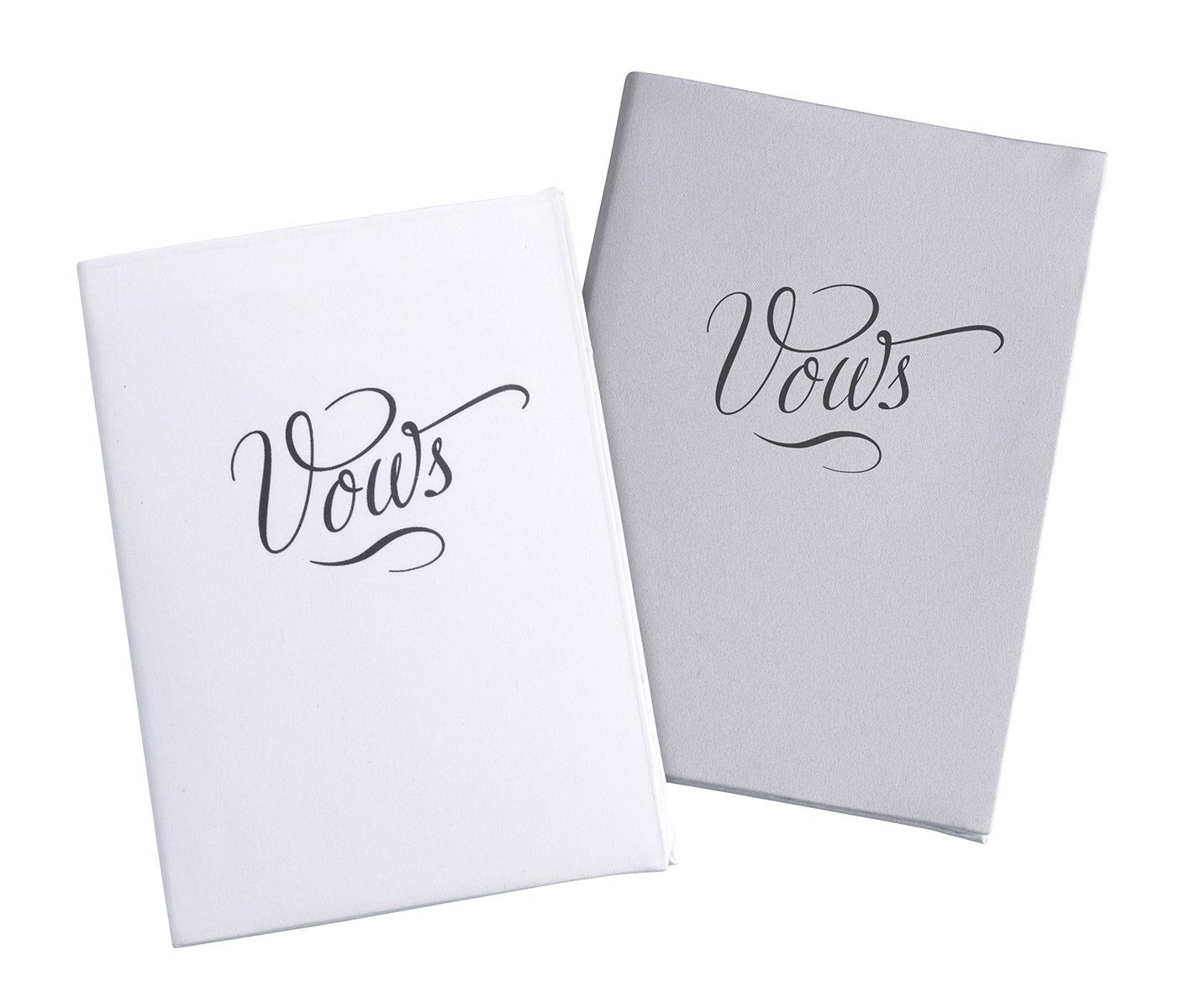 Set of 2 White & Silver Satin Vows Books
