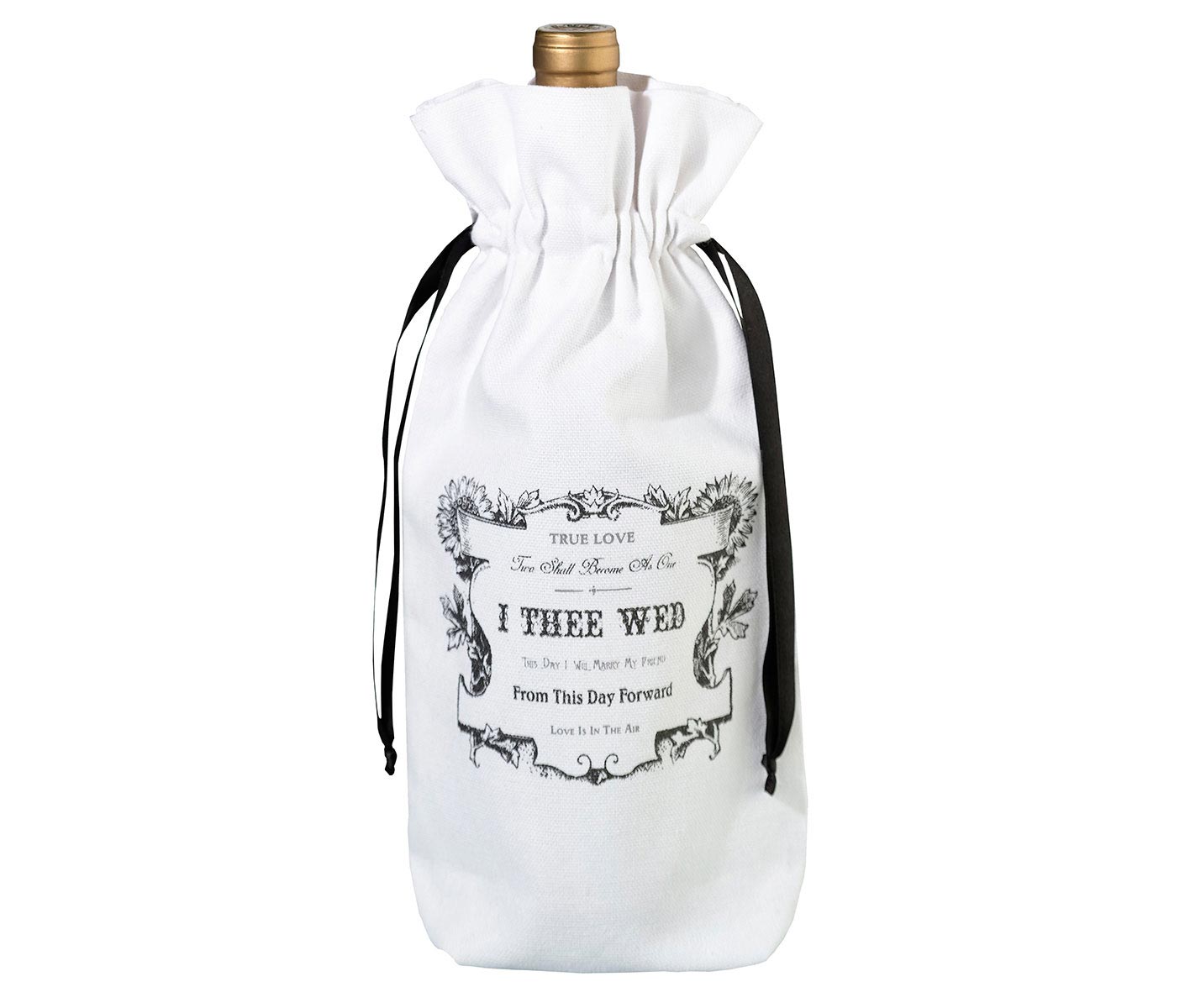 Black & White I Thee Wed Wine Bag