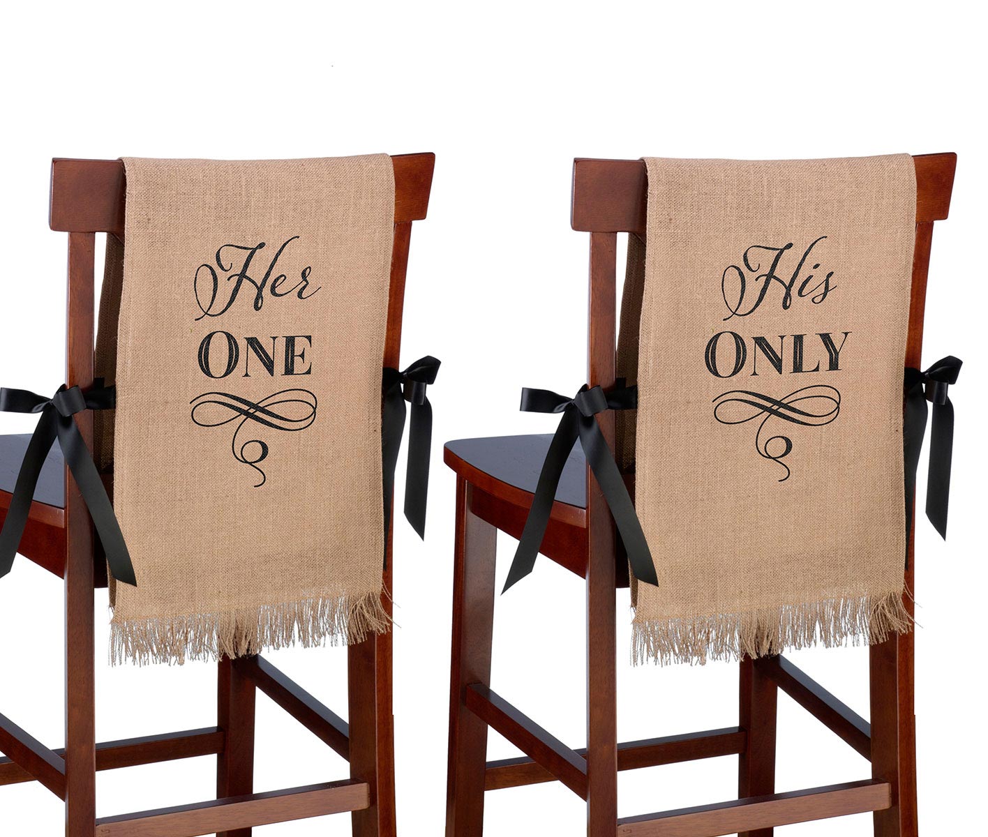 Her One His Only Rustic Burlap Chair Covers
