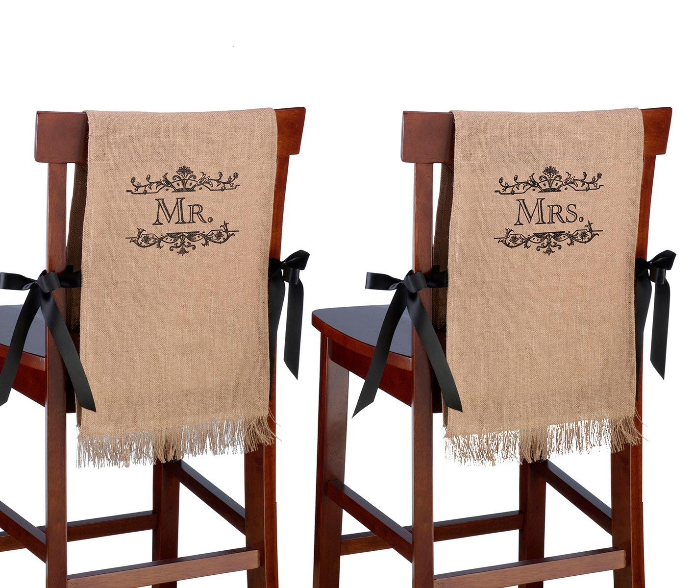 Mr. & Mrs. Rustic Burlap Chair Covers