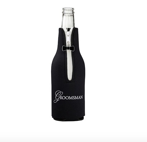 Groomsman Bottle Cozy - Black