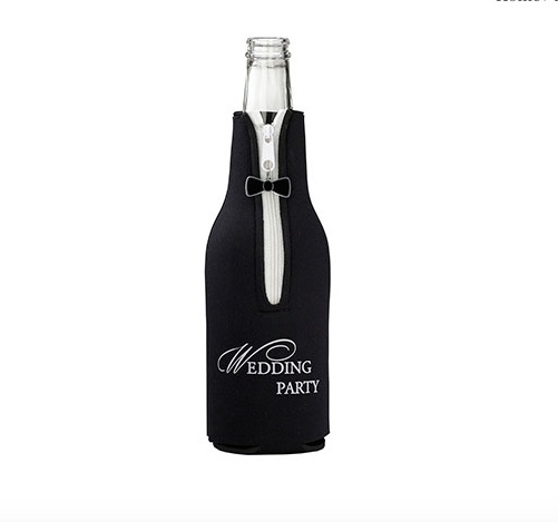 Wedding Party Bottle Cozy  -Black