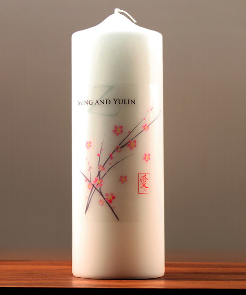 Cherry Blossom Personalized Pillar Candles