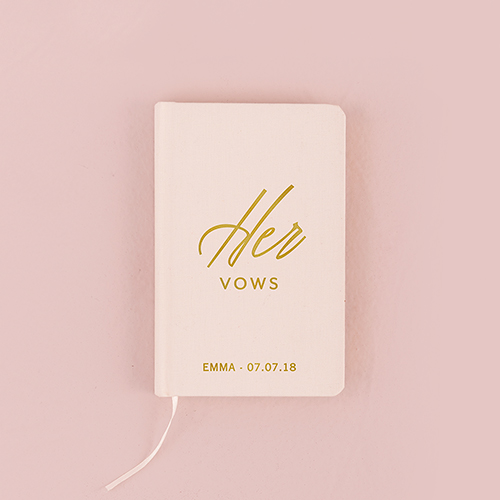 Ivory Linen Pocket Journal - Her Vows Emboss