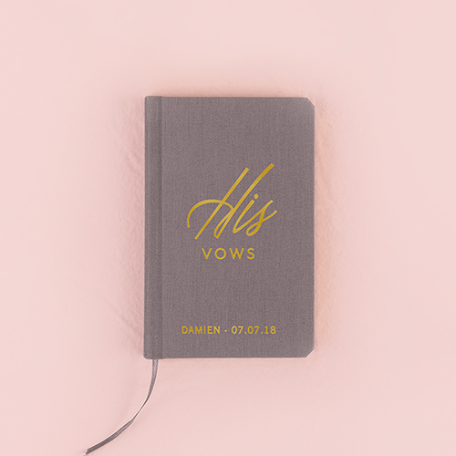 Charcoal Linen Pocket Journal - His Vows Emboss