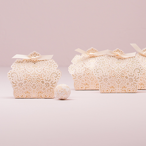 Luscious Foil Lace Favor Box With Ribbon