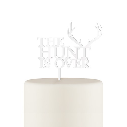 The Hunt Is Over Acrylic Cake Topper - White