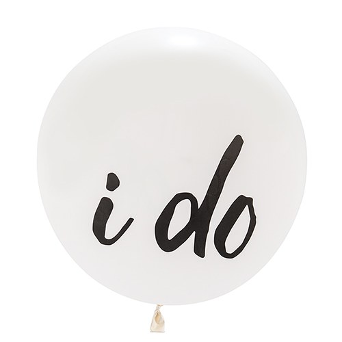 36" Jumbo White Round Wedding Balloon - "I Do"