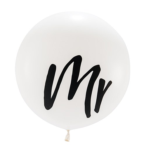 36" Jumbo White Round Wedding Balloon - "Mr"