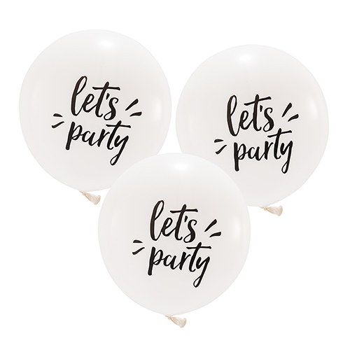 17" Large White Round Wedding Balloons - "Let's Party"