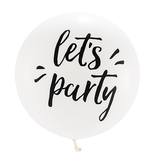 36" Jumbo White Round Wedding Balloon - "Let's Party"