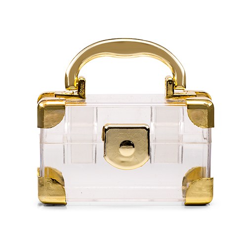 Mini Travel Suitcase Favor Box - Gold