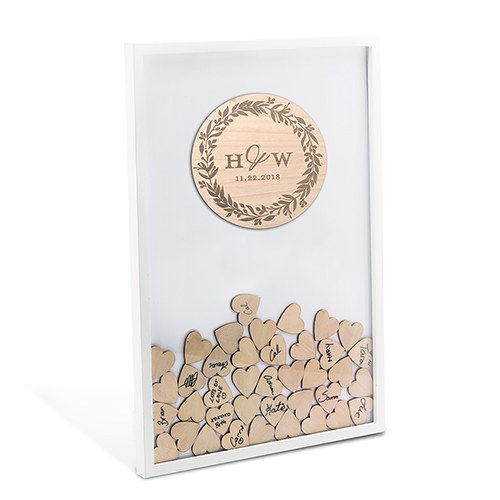 Love Wreath Wedding Drop Box Guest Book With Hearts