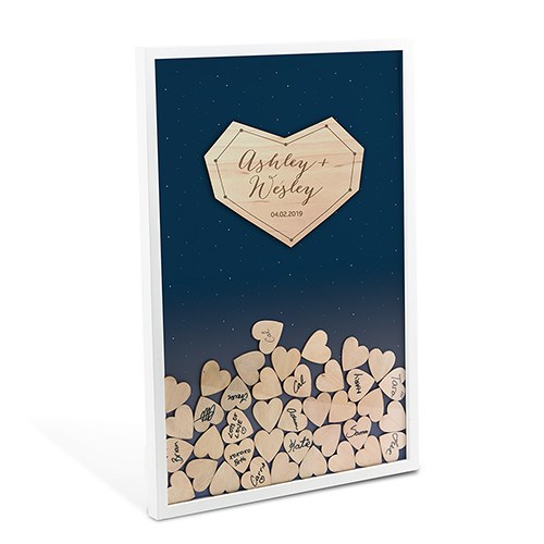 Starry Night Wedding Drop Box Guest Book With Hearts