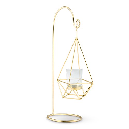 Large Gold Geometric Hanging Tealight Holder