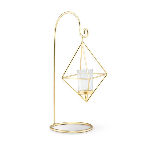 Small Gold Geometric Hanging Tealight Holder