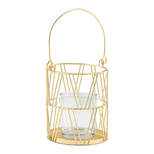 Gold Geometric Candle Lantern