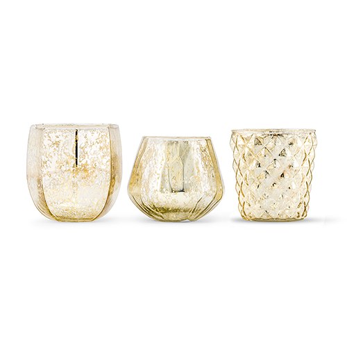 Gold Mercury Glass Votive Holder Or Bud Vase Set