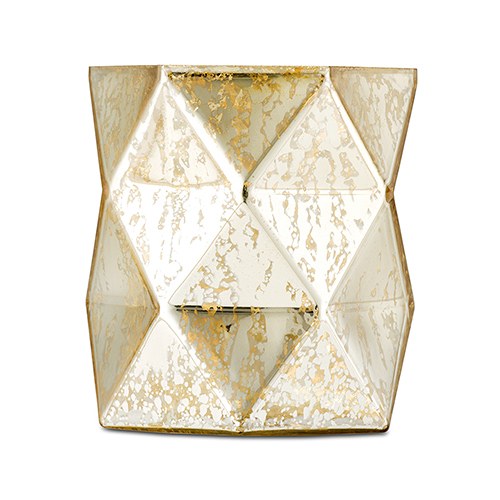 Gold Geo Mercury Glass Hurricane Vase