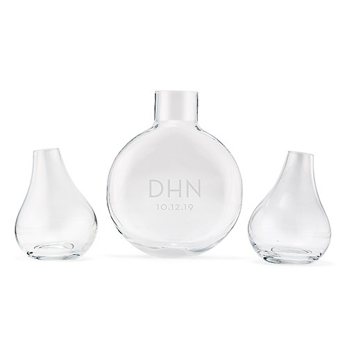 Modern Wedding Sand Ceremony Vase Set - Modern Initials Etching