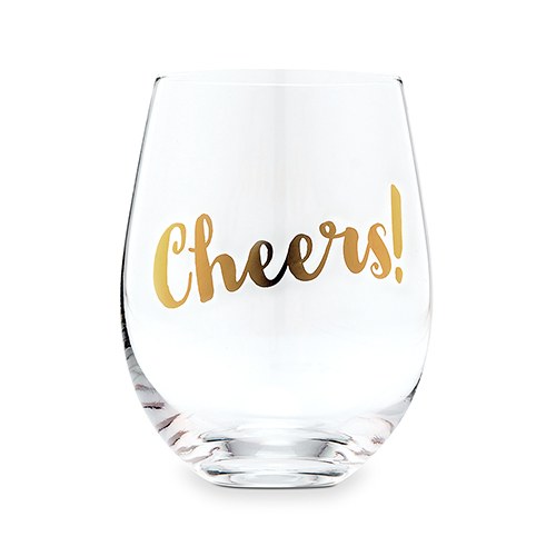 Cheers! Stemless Wine Glass - Metallic Gold