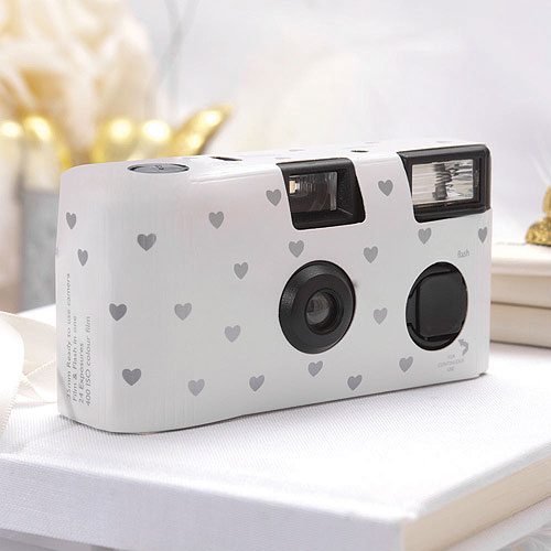 Silver Heart Motif Single Use Disposable Wedding Camera