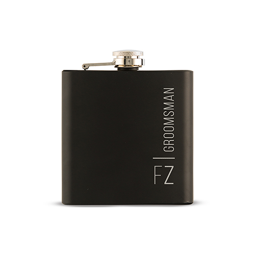 Vertically Personalized Black Hip Flask