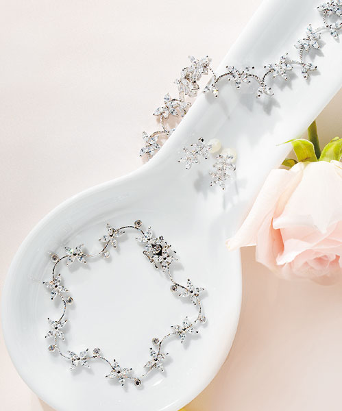 Cubic Zirconia Clusters in Silver Jewelry - Necklace
