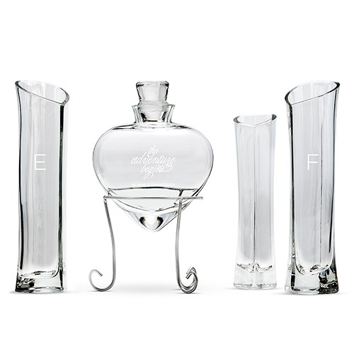 Heart Shaped Sand Ceremony Vase Set - The Adventure Begins Etching