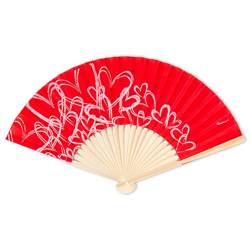 Contemporary Hearts Fan - Red