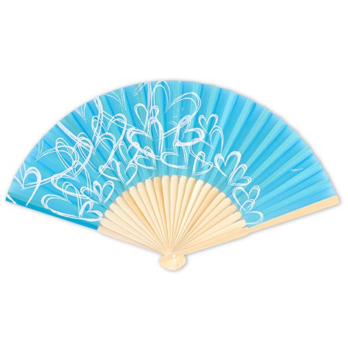 Contemporary Hearts Fan - Aqua Blue