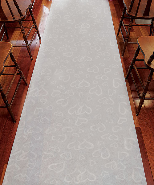 Aisle Runner - White With All Over Heart Design - White With Hearts